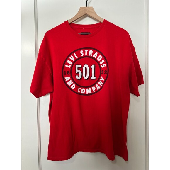 Levi's 501 Levi Strauss & Co. 501 Circle Red T Shirt - Size XL - Picture 1 of 9